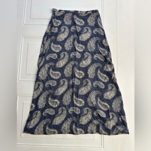 InWear Vintage Womens Size 6 Blue Paisley Maxi Skirt 100% Rayon